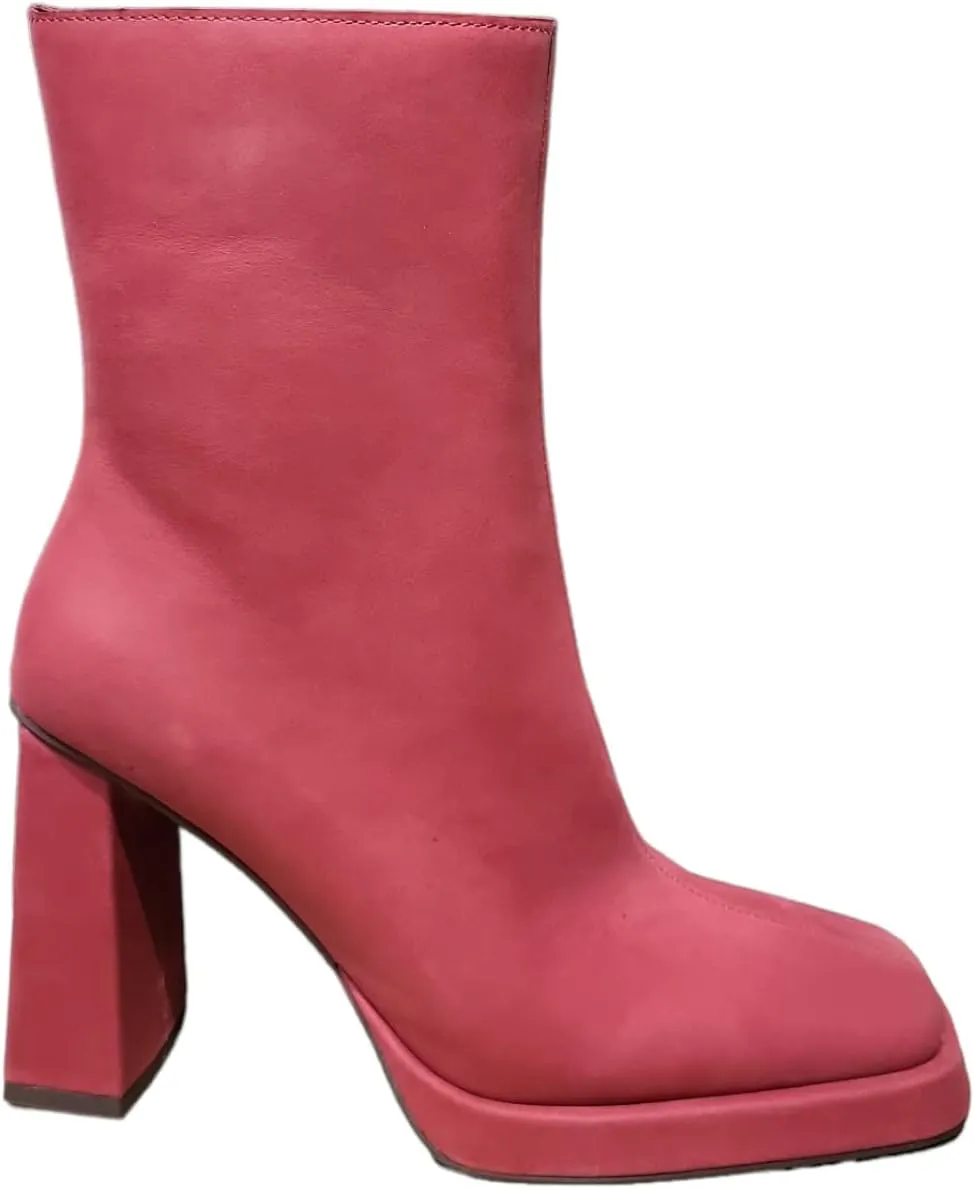 Jeffrey Campbell Maximal-Lo Black Leather Block Heel Side Zipper Ankle Booties