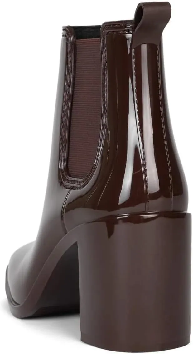 Jeffrey Campbell Women's Hurricane2 Brown Ankle-High Heeled Rain Bootie