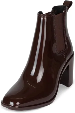 Jeffrey Campbell Women's Hurricane2 Brown Ankle-High Heeled Rain Bootie