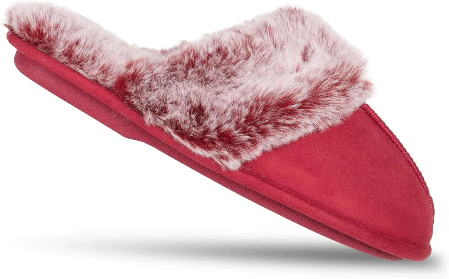Jessica Simpson Women's Comfy Faux Fur House Slipper Slip-On Scuff Memory Foam Soft Plush Lining
