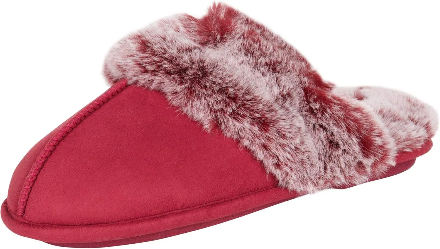 Jessica Simpson Women's Comfy Faux Fur House Slipper Slip-On Scuff Memory Foam Soft Plush Lining