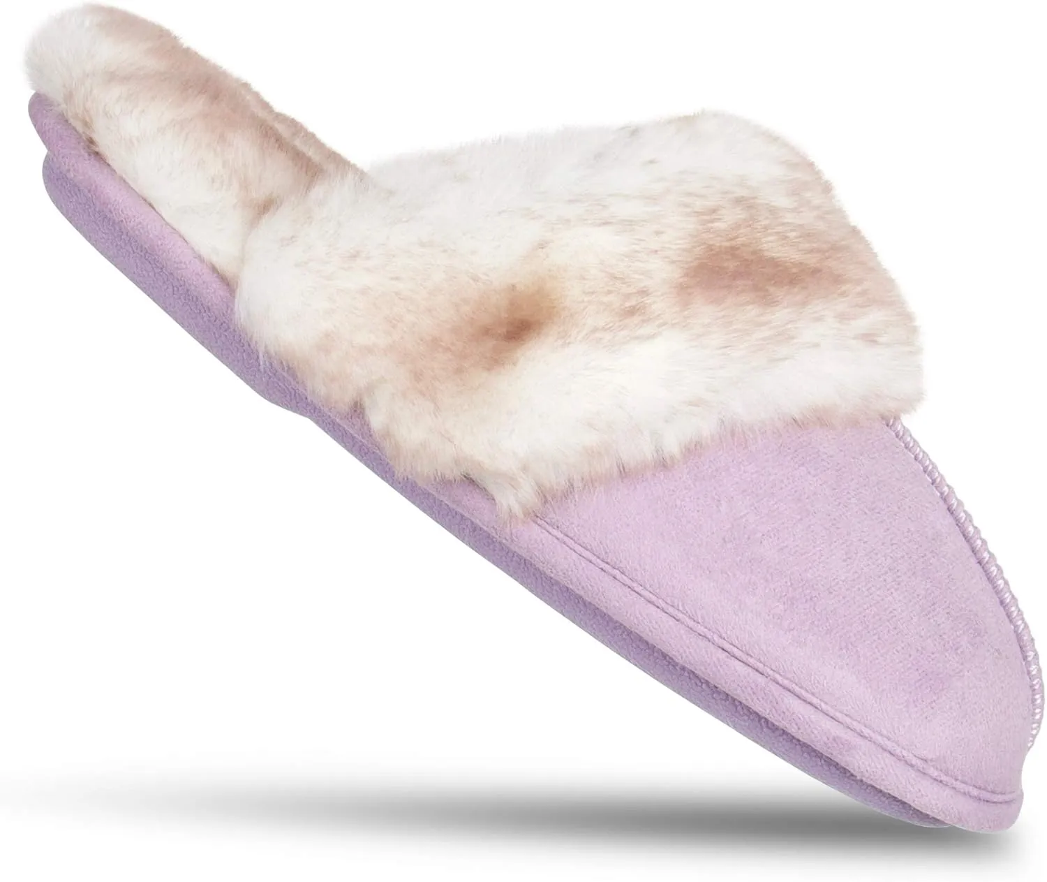 Jessica Simpson Women's Comfy Faux Fur House Slipper Slip-On Scuff Memory Foam Soft Plush Lining