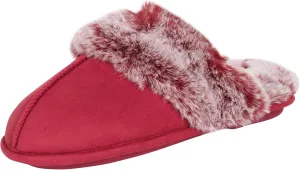 Jessica Simpson Women's Comfy Faux Fur House Slipper Slip-On Scuff Memory Foam Soft Plush Lining
