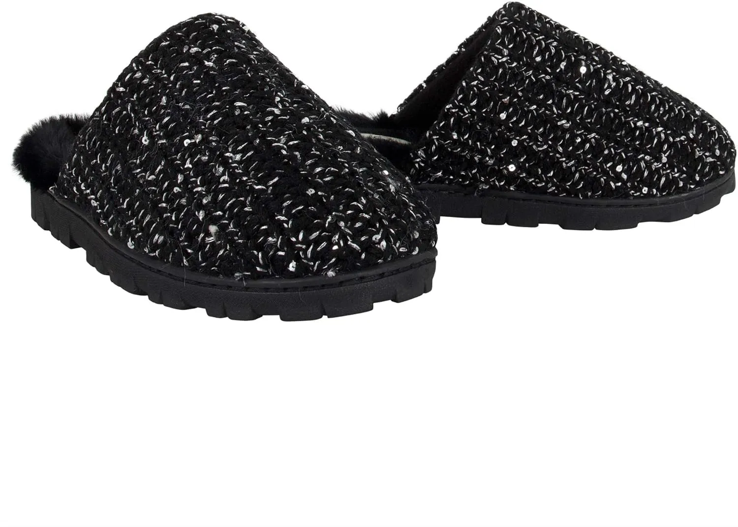 Jessica Simpson Women's Soft Cable Knit Memory Foam Clog Slippers with Indoor/Outdoor Sole