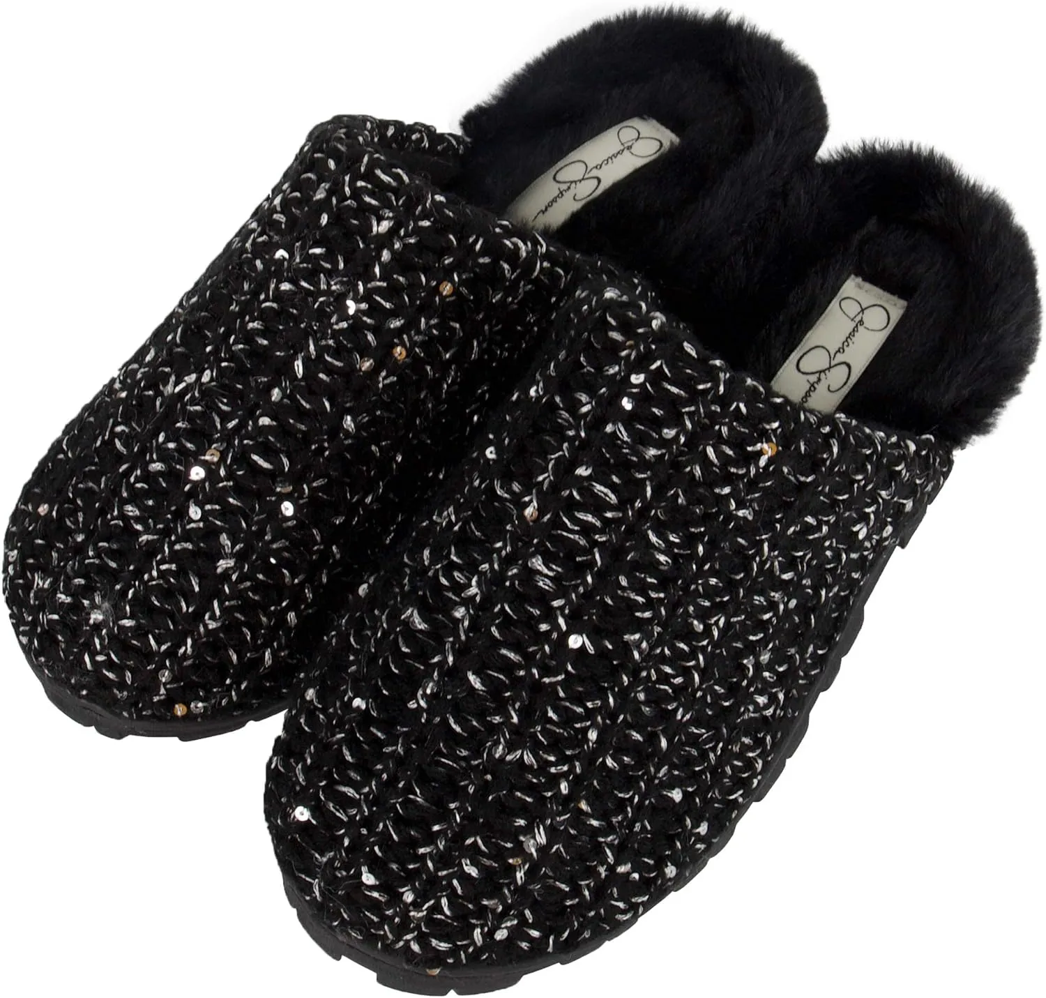 Jessica Simpson Women's Soft Cable Knit Memory Foam Clog Slippers with Indoor/Outdoor Sole