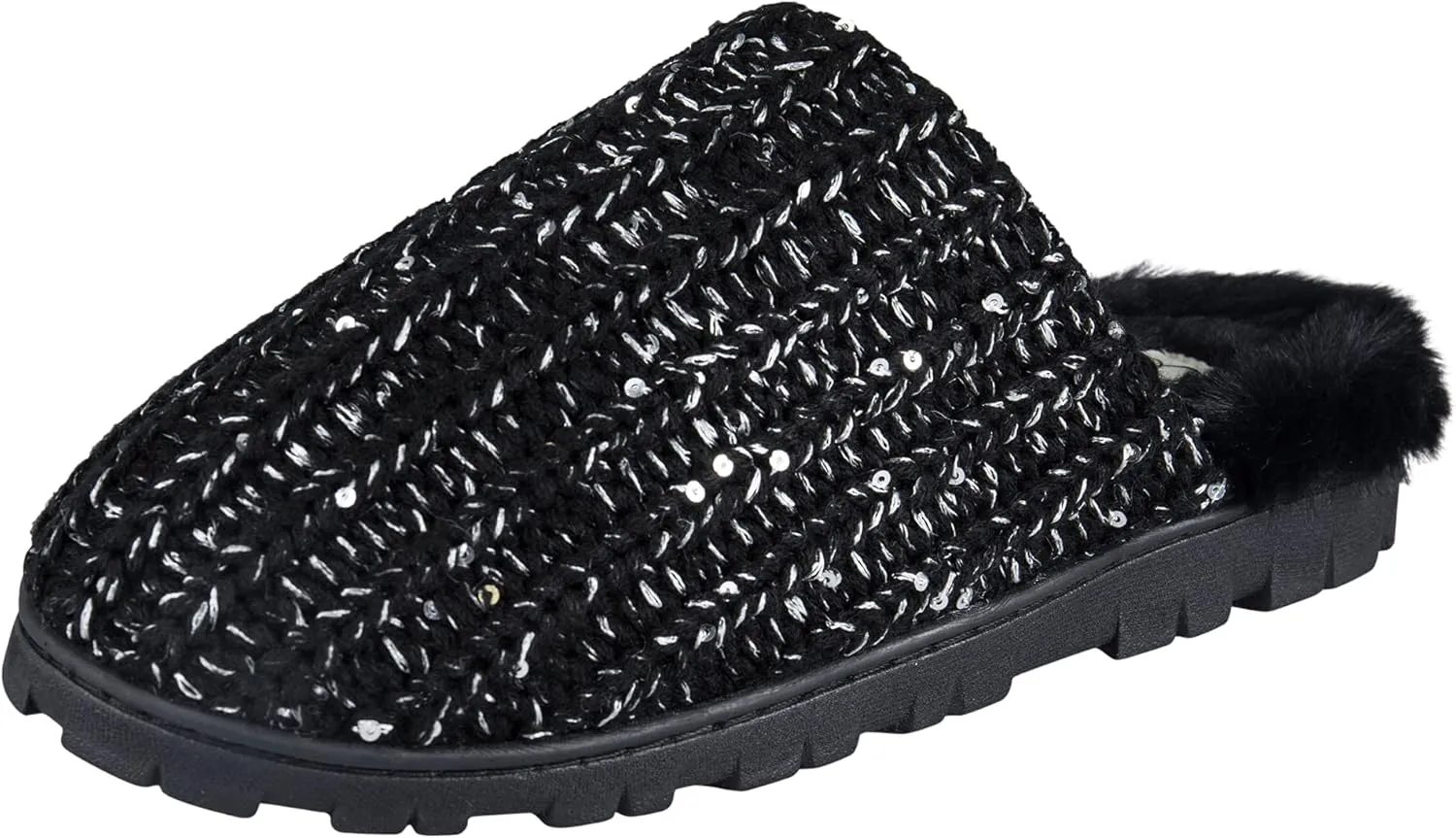 Jessica Simpson Women's Soft Cable Knit Memory Foam Clog Slippers with Indoor/Outdoor Sole