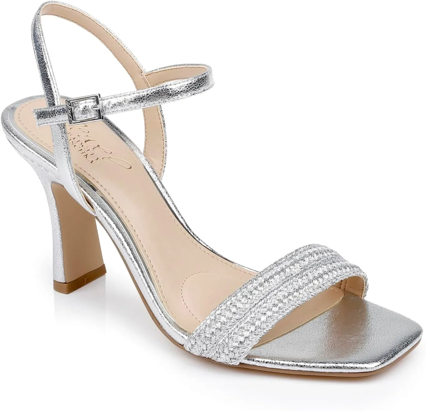 Jewel Badgley Mischka Heddia Woven Vamp Sandals
