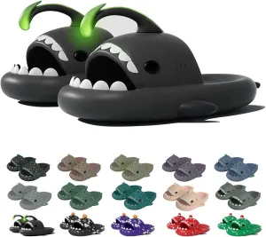 Jfxgjuv Luminous Shark Slides, Spooky Shark Slides, Cloud Shark Slides Angler Fish Slides Glow in The Dark Halloween Shark Slides Christmas Santa Shark Slides
