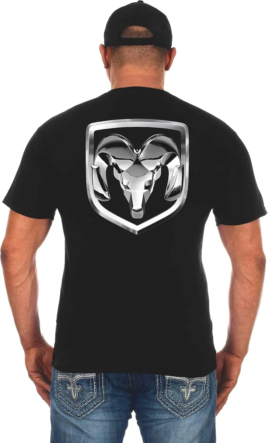 JH Design Men's Dodge Ram Logo T-Shirt Short Sleeve Black Shirt
