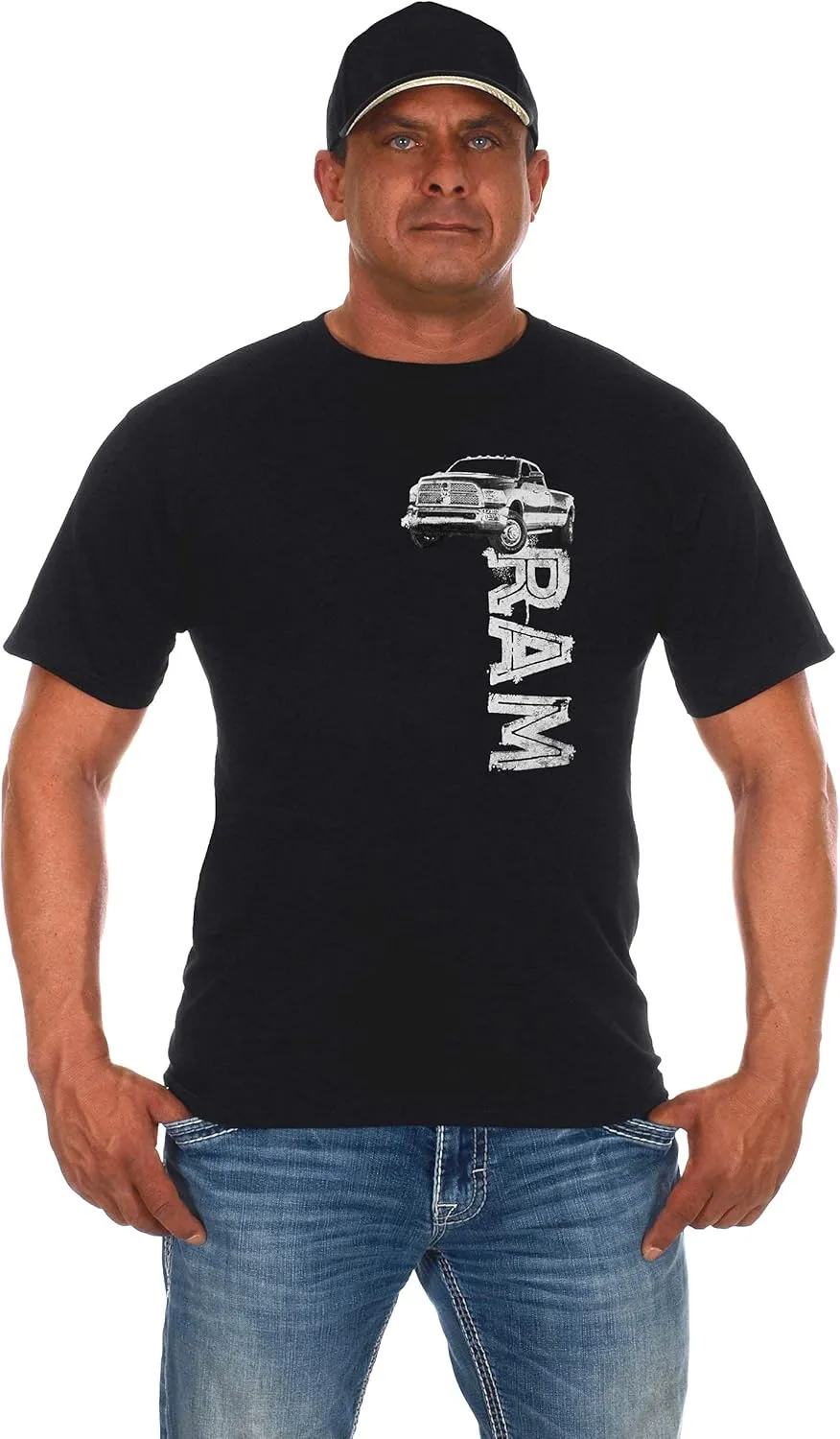 JH Design Men's Dodge Ram Logo T-Shirt Short Sleeve Black Shirt