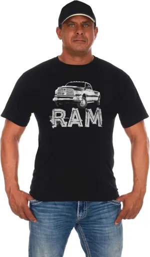 JH Design Men's Dodge Ram Logo T-Shirt Short Sleeve Black Shirt