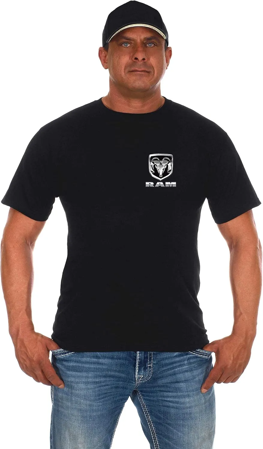 JH Design Men's Dodge Ram Logo T-Shirt Short Sleeve Black Shirt