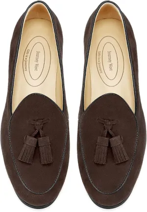Journey West Suede Tassel Loafer for Women Slip-on BelgianLoafers Shoes
