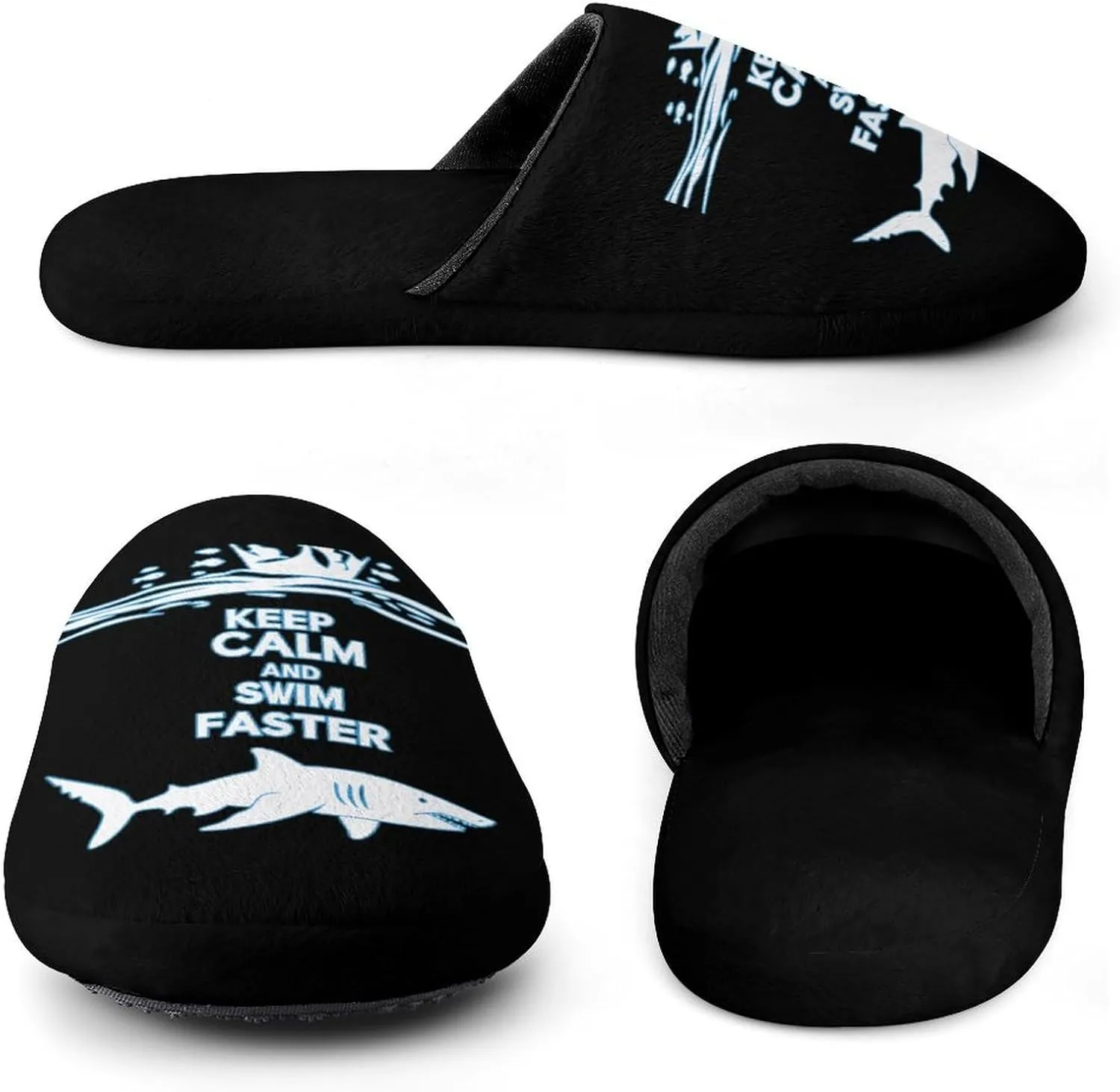 Keep Calm and Swim Faster Winter Mens Slippers Soft Lightweight Breathable Slip On House Shoes Indoor Outdoor