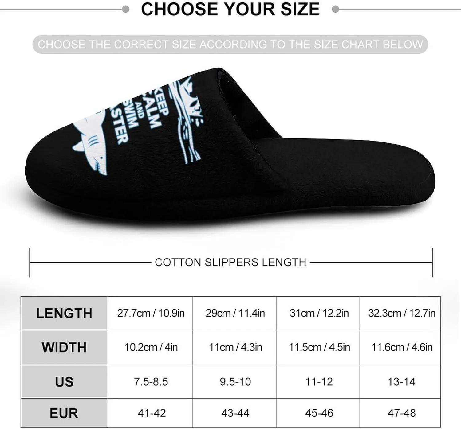 Keep Calm and Swim Faster Winter Mens Slippers Soft Lightweight Breathable Slip On House Shoes Indoor Outdoor