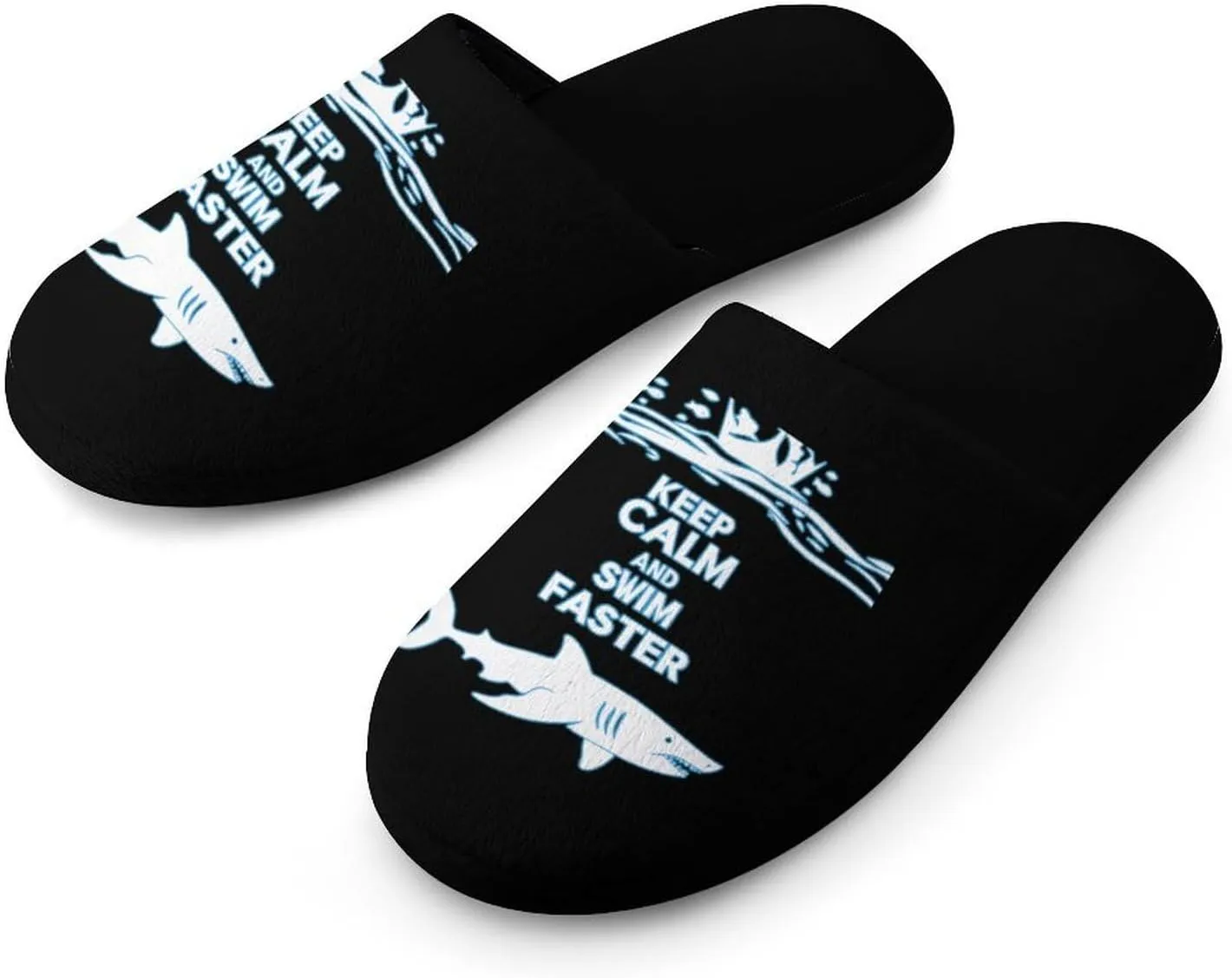 Keep Calm and Swim Faster Winter Mens Slippers Soft Lightweight Breathable Slip On House Shoes Indoor Outdoor