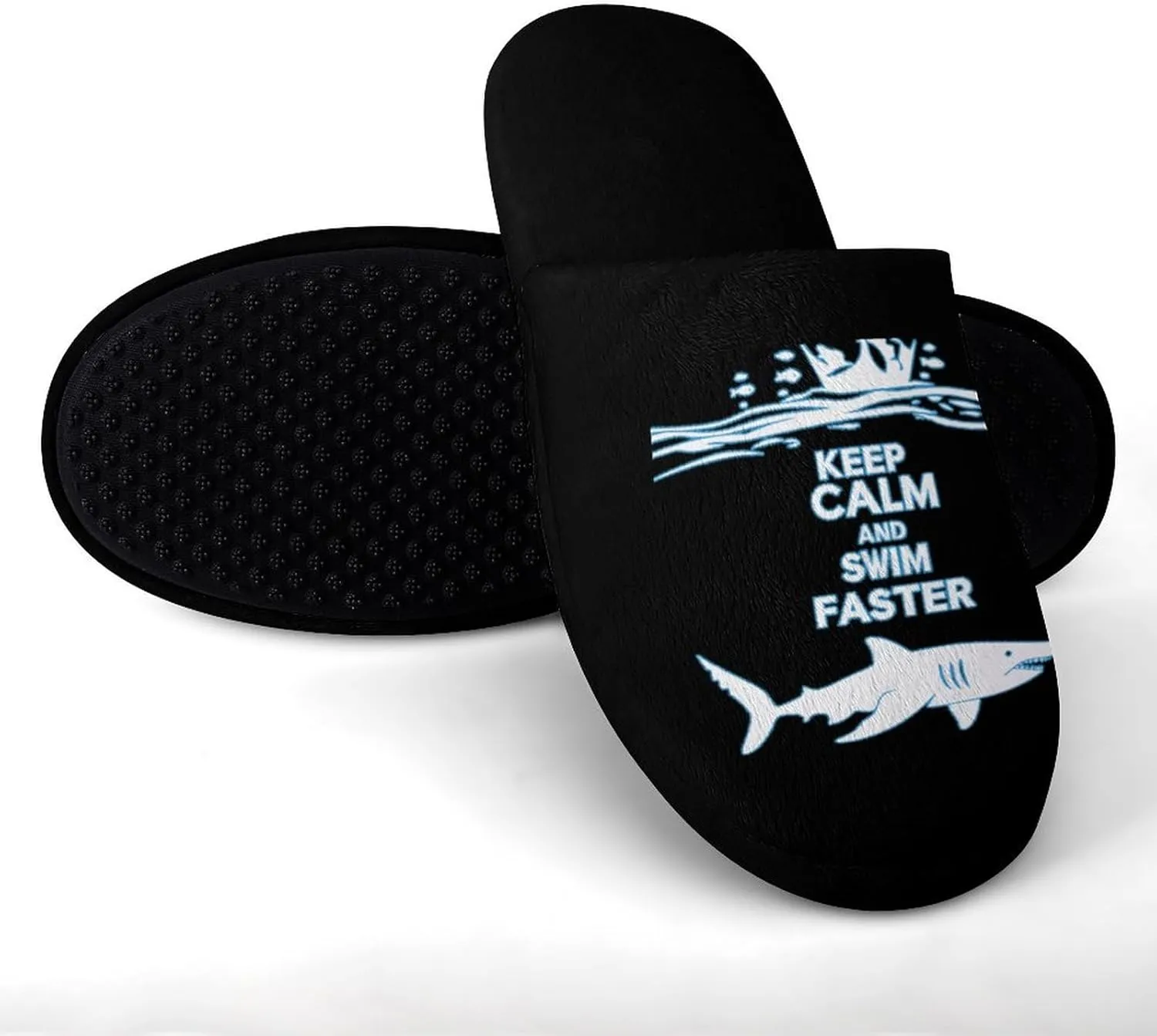 Keep Calm and Swim Faster Winter Mens Slippers Soft Lightweight Breathable Slip On House Shoes Indoor Outdoor