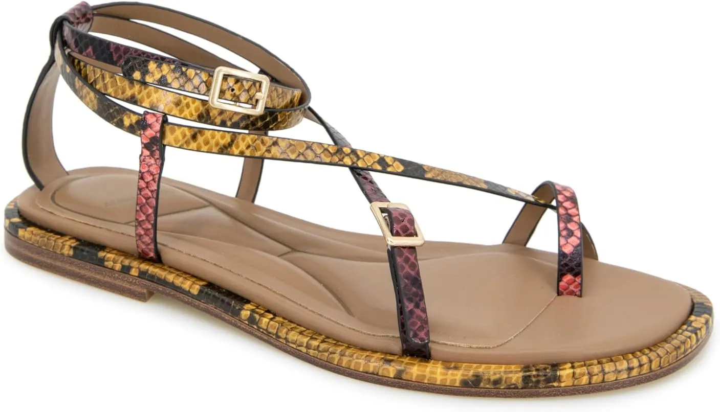 Kenneth Cole New York Women's Paros Flat Sandal, Multi Postal Snake, 9