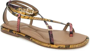 Kenneth Cole New York Women's Paros Flat Sandal, Multi Postal Snake, 9