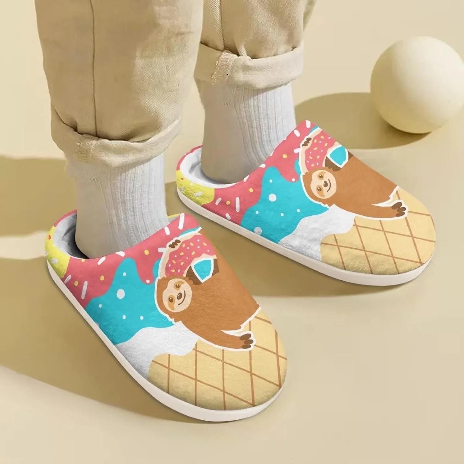Kids Animal Cotton Slippers Slip-On Plush Slippers Non-Slip Comfortable Soft Plush Outdoor Bedroom Slipper for Kids