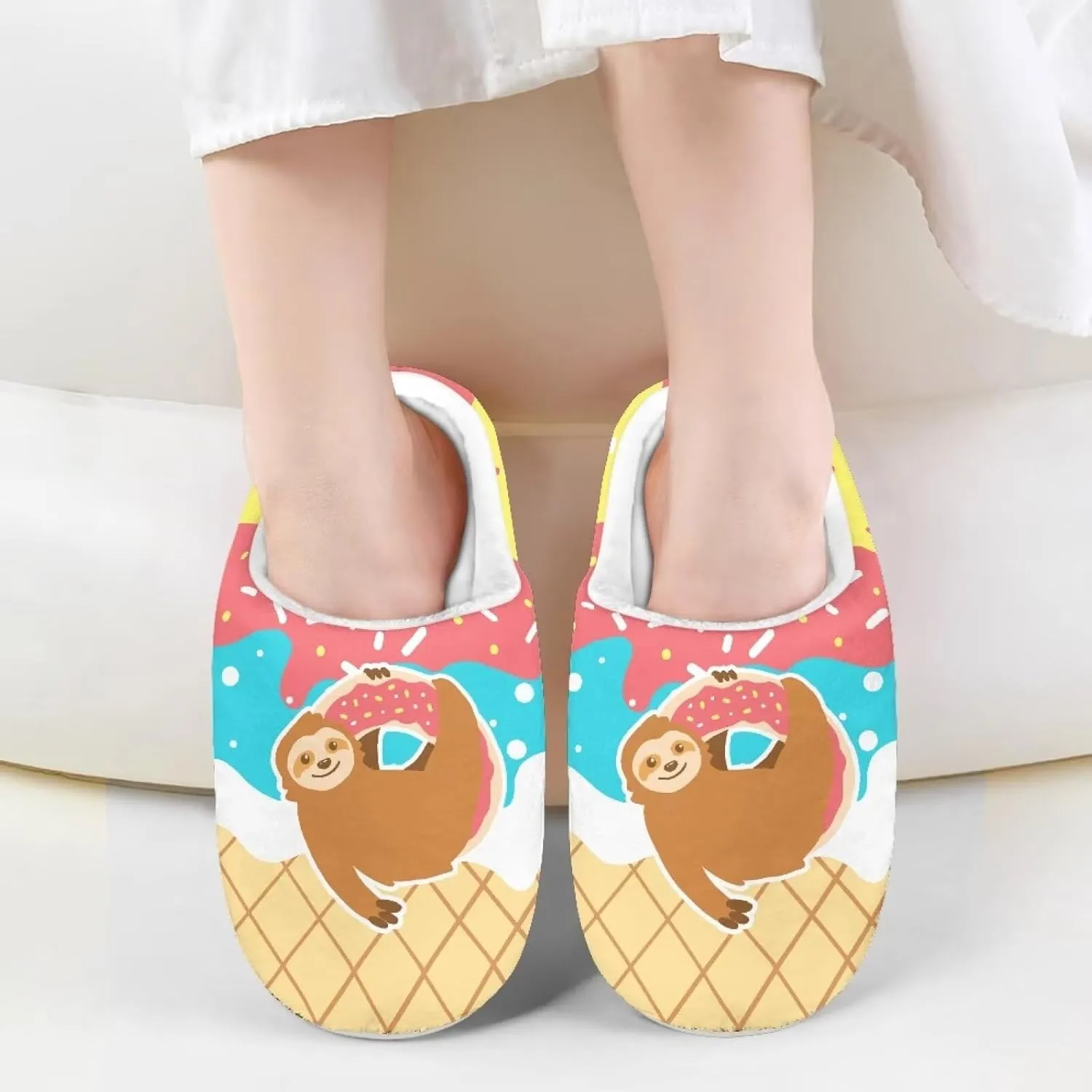 Kids Animal Cotton Slippers Slip-On Plush Slippers Non-Slip Comfortable Soft Plush Outdoor Bedroom Slipper for Kids