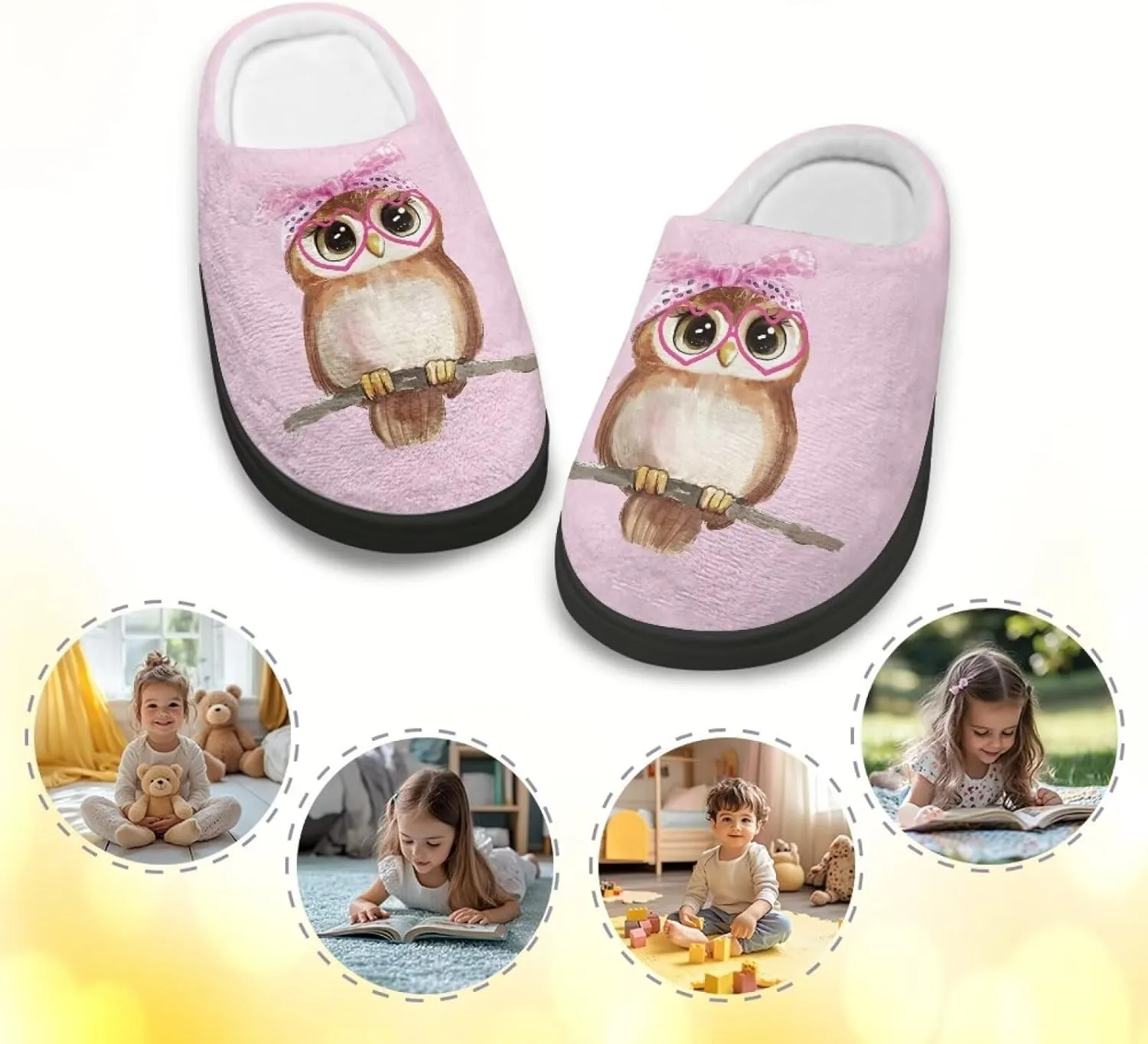 Kids Fluffy Slippers for Boys and Girls, Warm House Slippers for Winter, Soft Cozy Slippers for Indoor Outdoor Walking