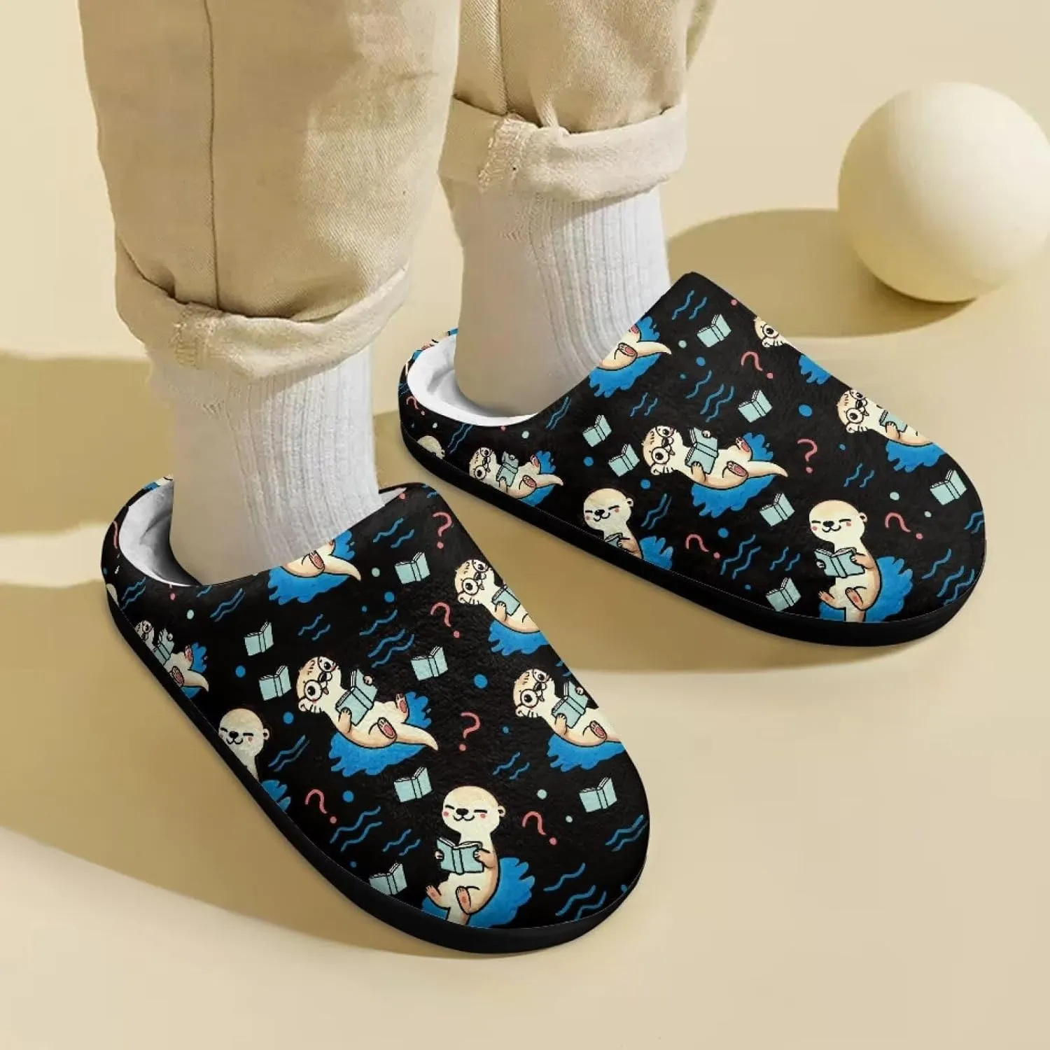 Kids Fluffy Slippers for Winter, Warm Closed Toe Home Slippers, Soft Cozy Scuff Slippers for Boys Girls