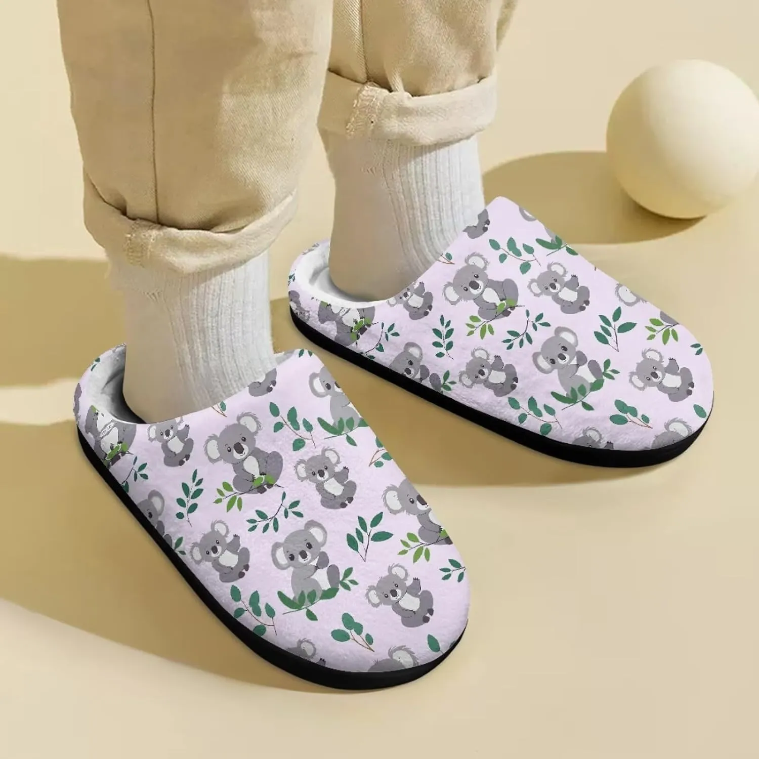Kids Fluffy Slippers for Winter, Warm Closed Toe Home Slippers, Soft Cozy Scuff Slippers for Boys Girls