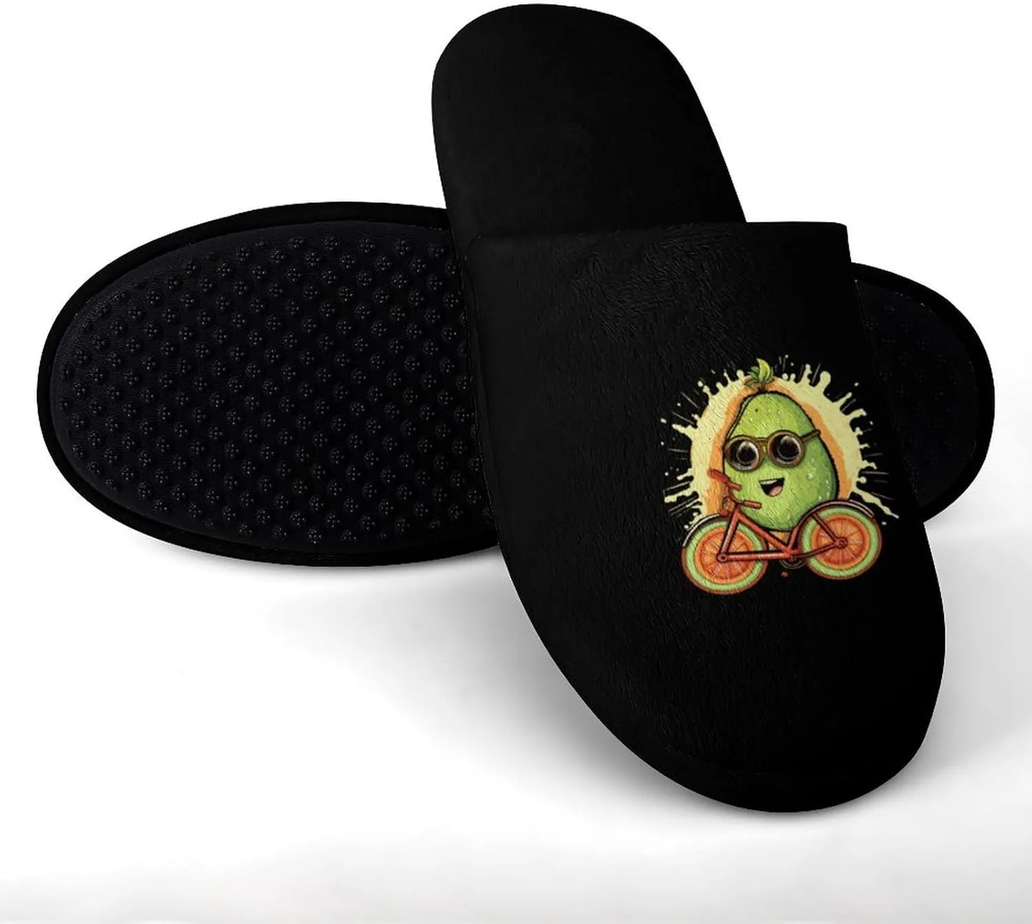 Kiwi Bike Men's Cotton Slippers House Shoes Soft Bedroom Slippers Non-Slip Sole Shoes