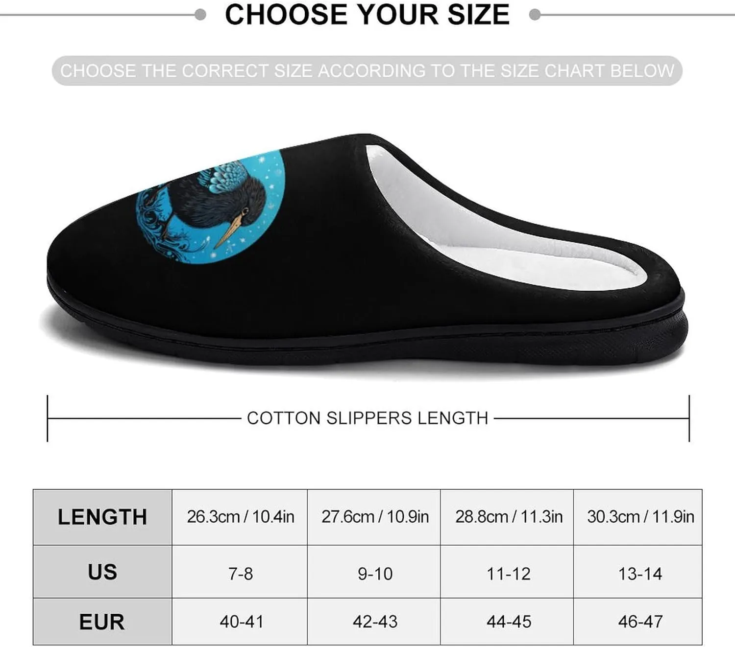 Kiwi Bird Men's Cotton Slippers Casual House Shoes Anti-Slip Soft Shoes for Indoor And Outdoor