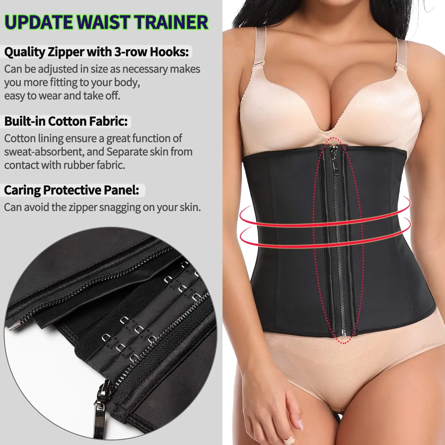 KIWI RATA Women Latex Workout Waist Trainer Corset with Double Straps X-Shape Faja Trimmer Belt