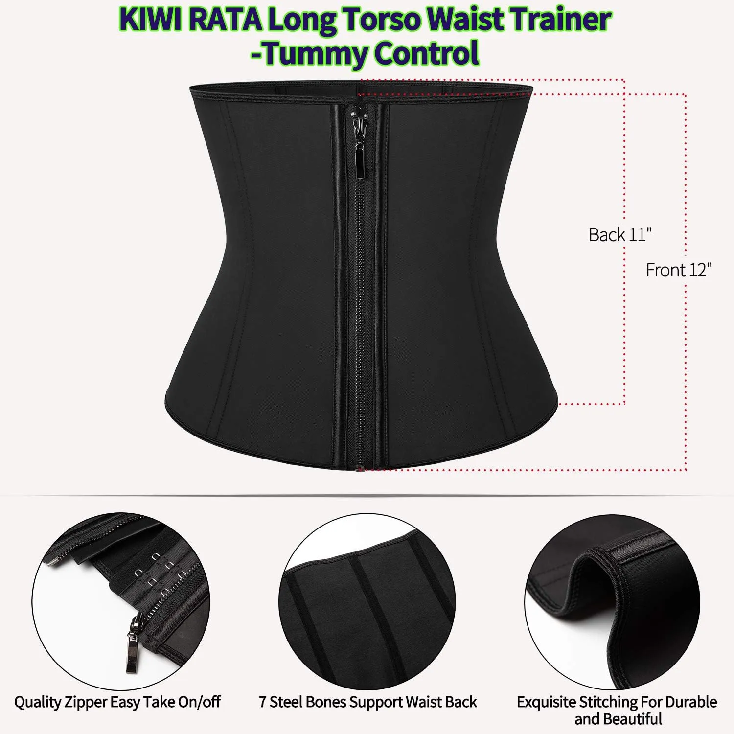 KIWI RATA Women Latex Workout Waist Trainer Corset with Double Straps X-Shape Faja Trimmer Belt