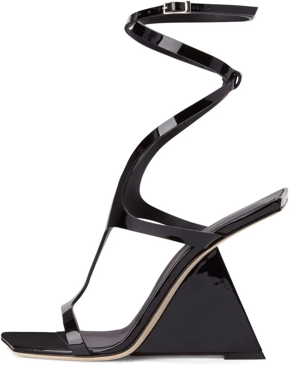 Kluolandi Women's Wedge Heeled Sandals Open Toe Criss-cross Strappy Sandals Heels Dress Shoes with Cut-out Design
