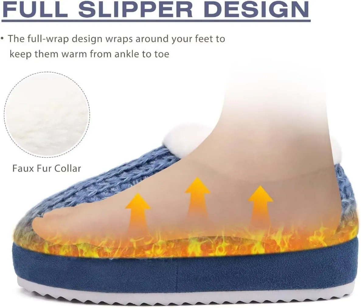 KuaiLu Womens House Platform Slippers Cozy Fuzzy Plush Knit Slipper Ladies Warm Fur Lined Winter Slip On Home Bedroom Thick Cushion Shoes Indoor Outdoor Hard Sole