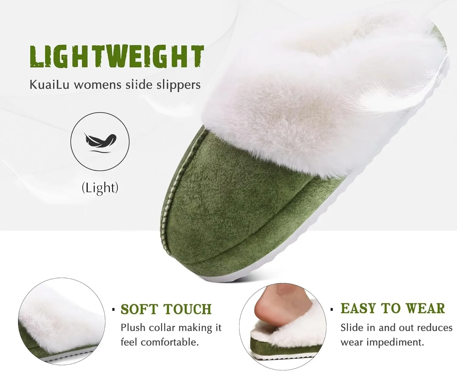 KuaiLu Womens House Platform Slippers Warm Faux Suede Fuzzy Thick Cushioned Yoga Foam Shoes Ladies Slipper Home Lightweight Slip on Indoor Outdoor Non-Slip Hard Sole