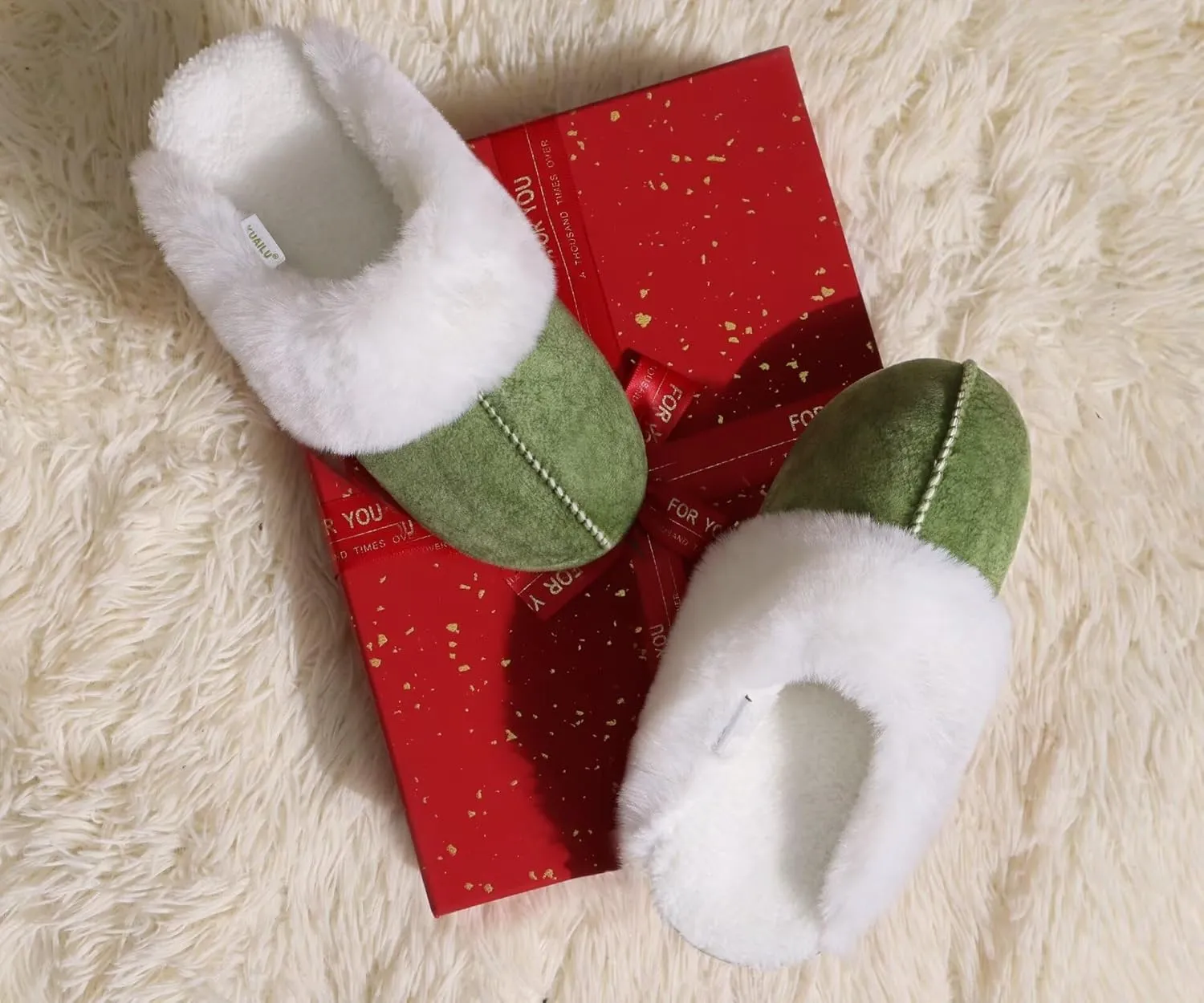 KuaiLu Womens House Platform Slippers Warm Faux Suede Fuzzy Thick Cushioned Yoga Foam Shoes Ladies Slipper Home Lightweight Slip on Indoor Outdoor Non-Slip Hard Sole