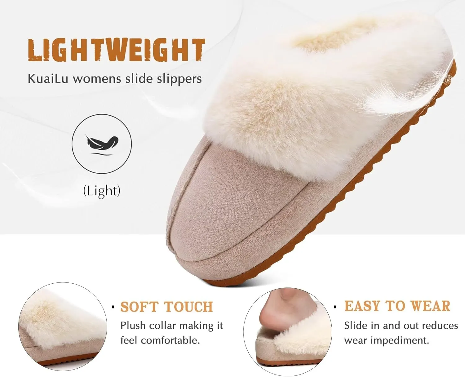 KuaiLu Womens House Platform Slippers Warm Faux Suede Fuzzy Thick Cushioned Yoga Foam Shoes Ladies Slipper Home Lightweight Slip on Indoor Outdoor Non-Slip Hard Sole