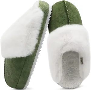 KuaiLu Womens House Platform Slippers Warm Faux Suede Fuzzy Thick Cushioned Yoga Foam Shoes Ladies Slipper Home Lightweight Slip on Indoor Outdoor Non-Slip Hard Sole