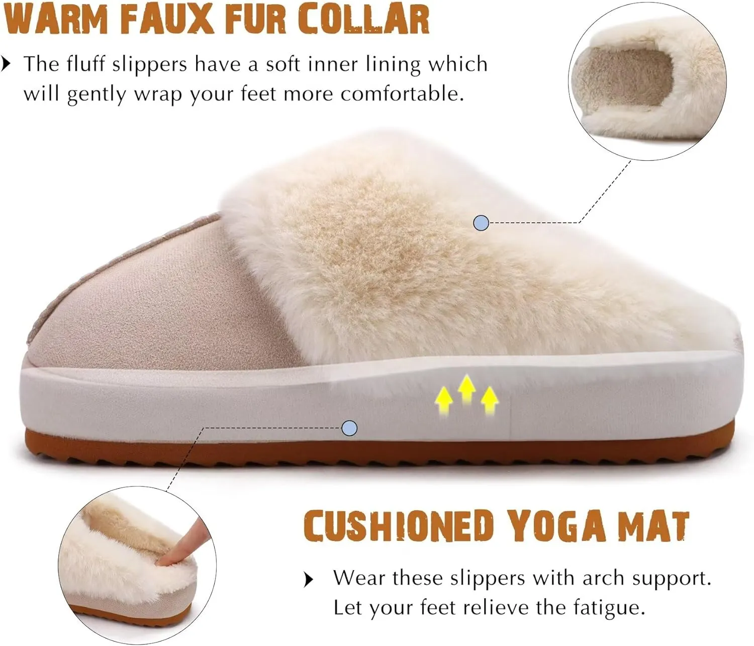 KuaiLu Womens House Platform Slippers Warm Faux Suede Fuzzy Thick Cushioned Yoga Foam Shoes Ladies Slipper Home Lightweight Slip on Indoor Outdoor Non-Slip Hard Sole