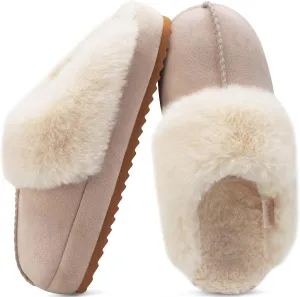 KuaiLu Womens House Platform Slippers Warm Faux Suede Fuzzy Thick Cushioned Yoga Foam Shoes Ladies Slipper Home Lightweight Slip on Indoor Outdoor Non-Slip Hard Sole