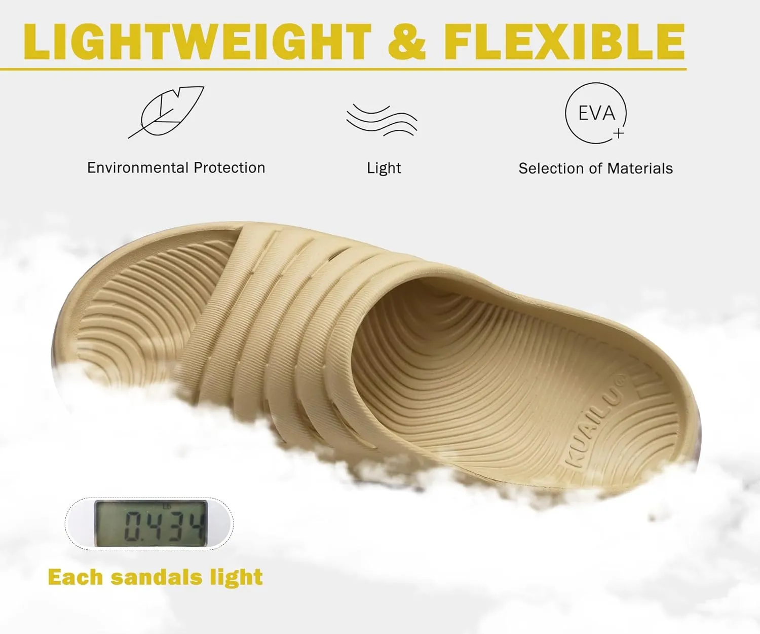 KuaiLu Womens Recovery Sandals With Comfortable Plantar Fasciitis Support,Ladies Orthotic Open Toe Sport Slides Thick Cushion Reduces Stress on Feet,Joints & Back Post-Exercise