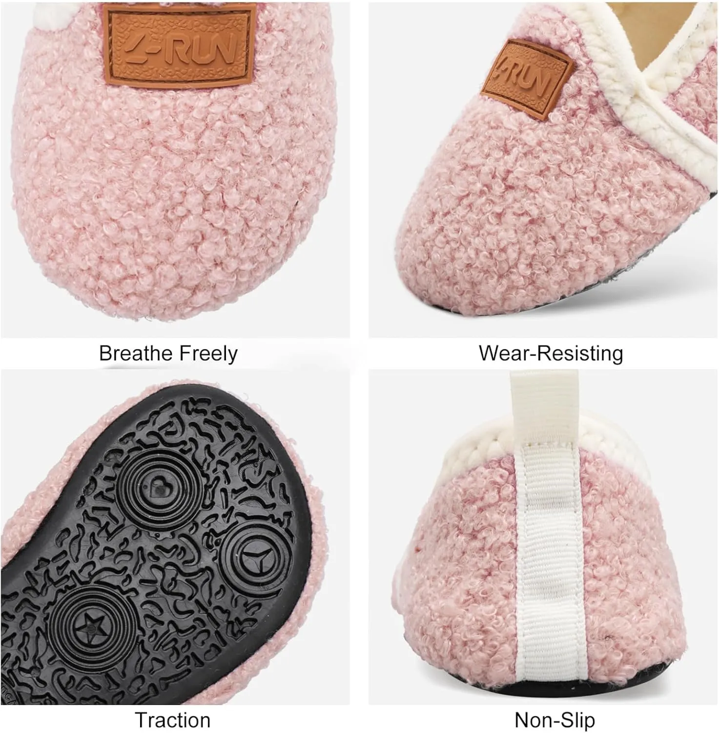 L-RUN Toddler Boys Girls House Slippers Indoor Home Shoes Warm Slipper Socks for Kids Baby Soft Winter Warm Walking Shoes