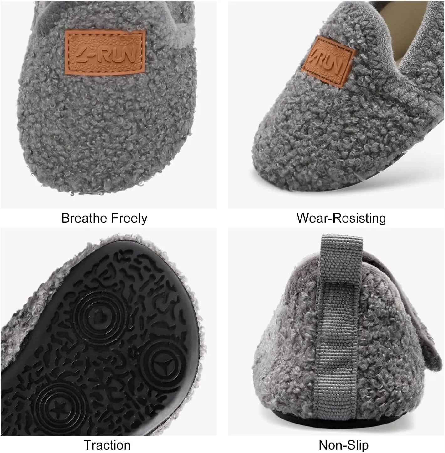 L-RUN Toddler Boys Girls House Slippers Indoor Home Shoes Warm Slipper Socks for Kids Baby Soft Winter Warm Walking Shoes