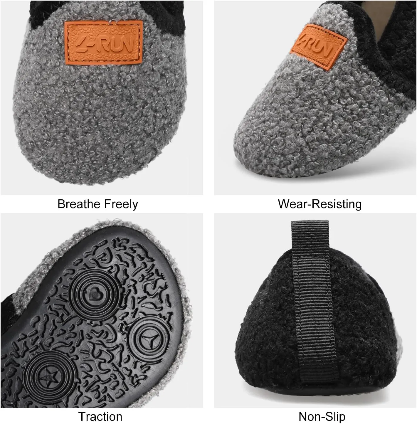 L-RUN Toddler Boys Girls House Slippers Indoor Home Shoes Warm Slipper Socks for Kids Baby Soft Winter Warm Walking Shoes