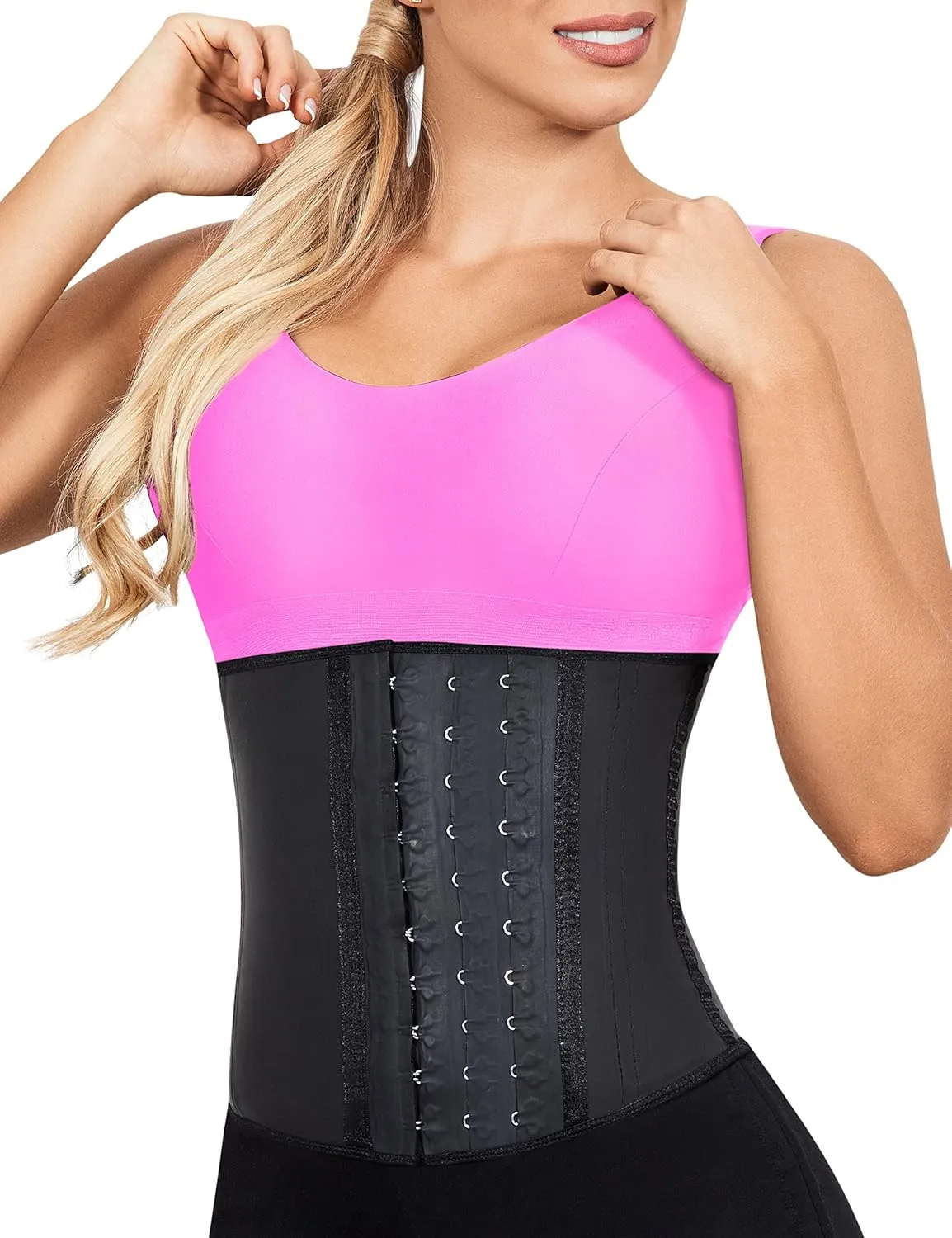 LadySlim by NuvoFit Fajas Colombianas Reductoras para Mujer Short Torso Latex Waist Trainer for Women