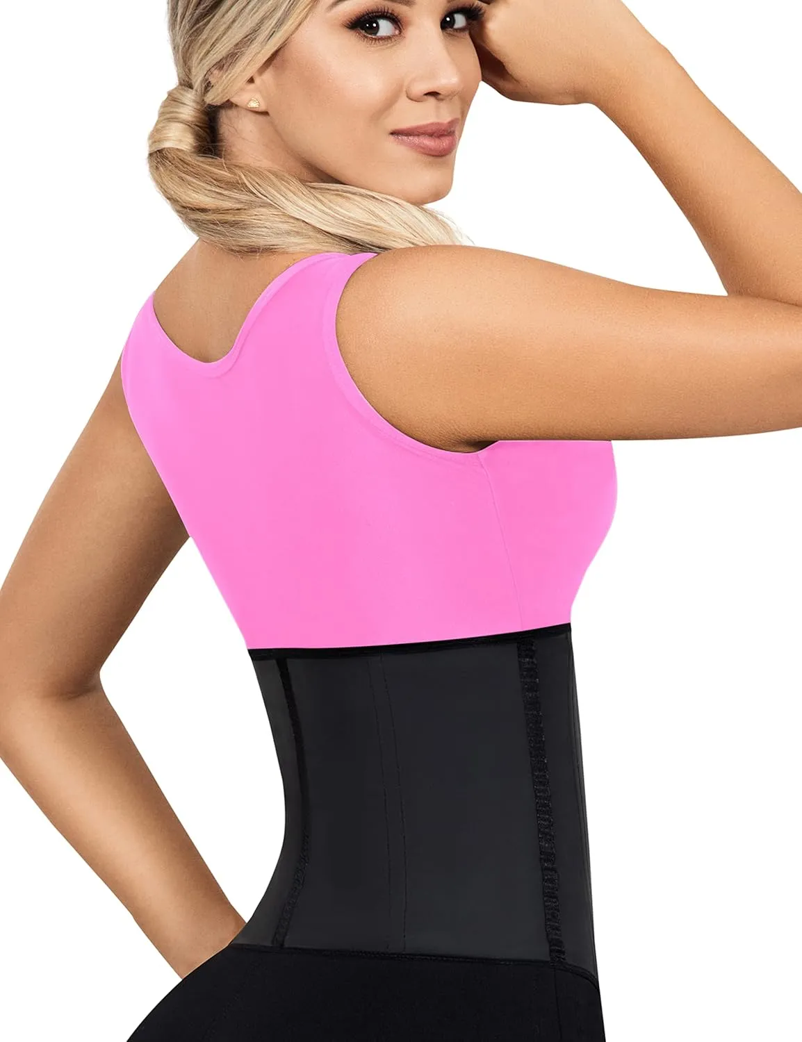 LadySlim by NuvoFit Fajas Colombianas Reductoras para Mujer Short Torso Latex Waist Trainer for Women