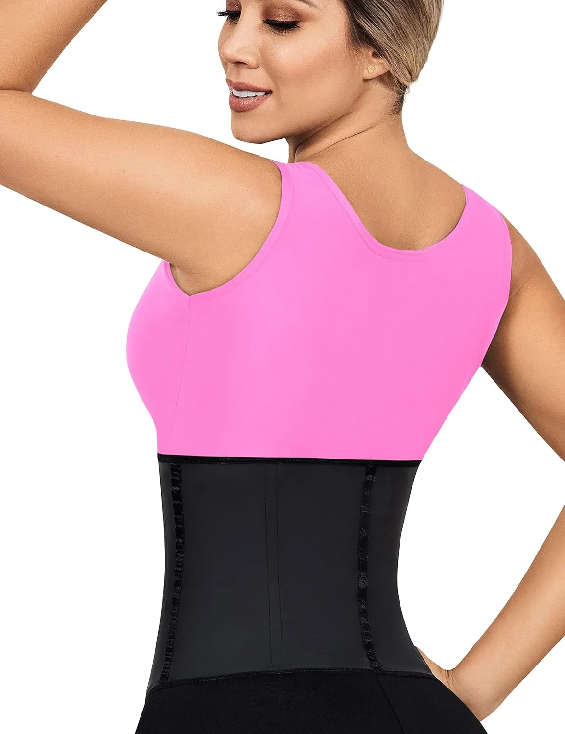LadySlim by NuvoFit Fajas Colombianas Reductoras para Mujer Short Torso Latex Waist Trainer for Women