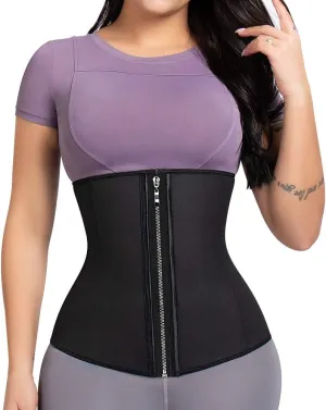 Latex Waist Trainer Corset Underbust Sport Cincher Womens Workout Body Shaper, Black, 5XL