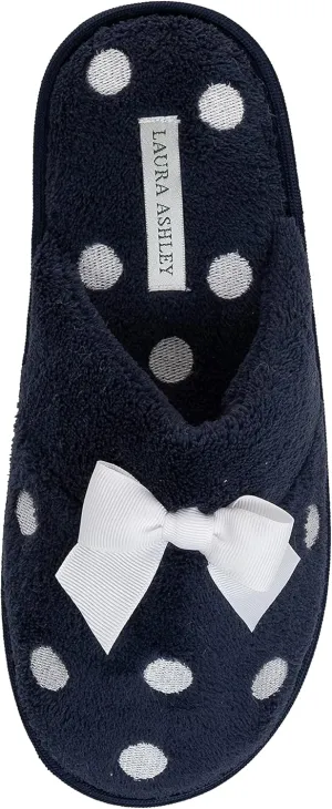 Laura Ashley Ladies Embroidered Soft Terry Scuff Slipper
