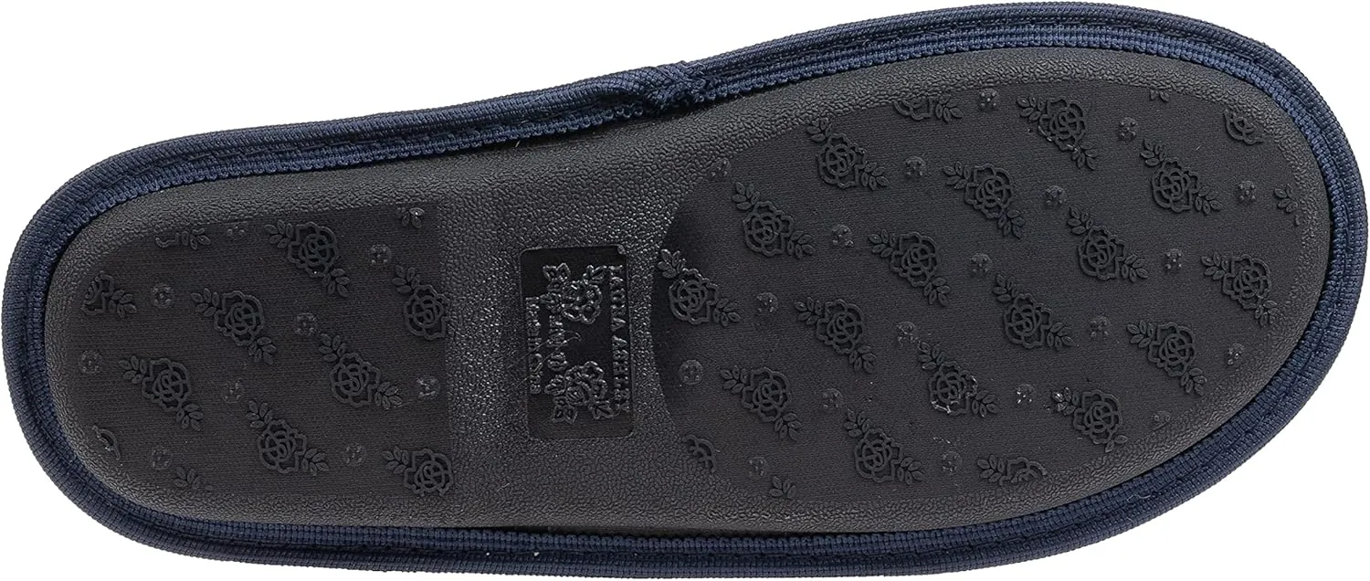 Laura Ashley Ladies Embroidered Soft Terry Scuff Slipper